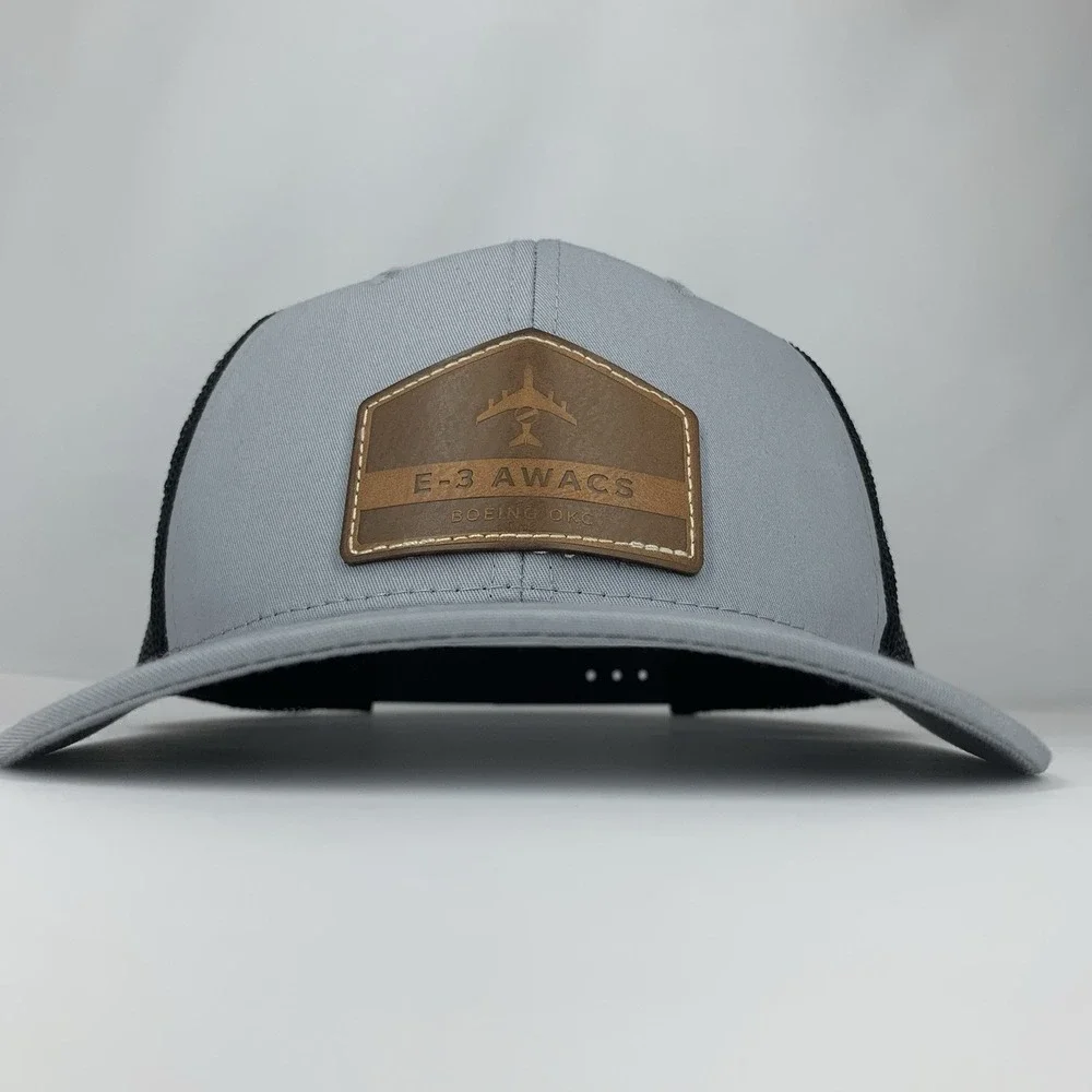 E-3 AWACS Boeing OKC Hat Adjustable Snapback Mesh Patch Gray Decky Baseball Cap